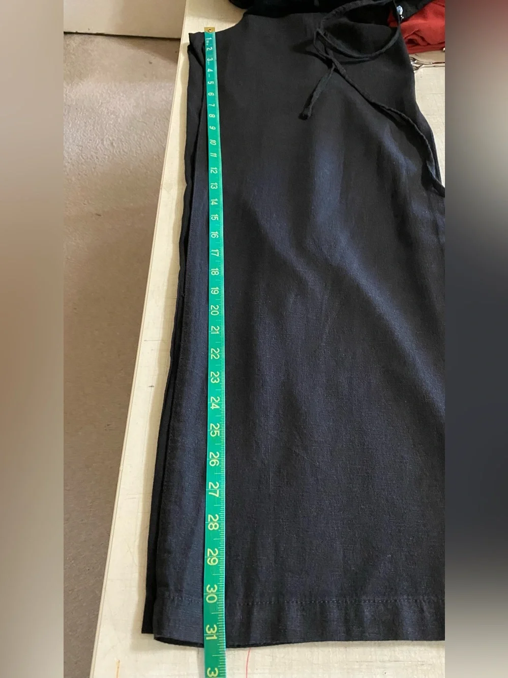H&M Black linen Wide-Leg High-Waist Pants with Tie